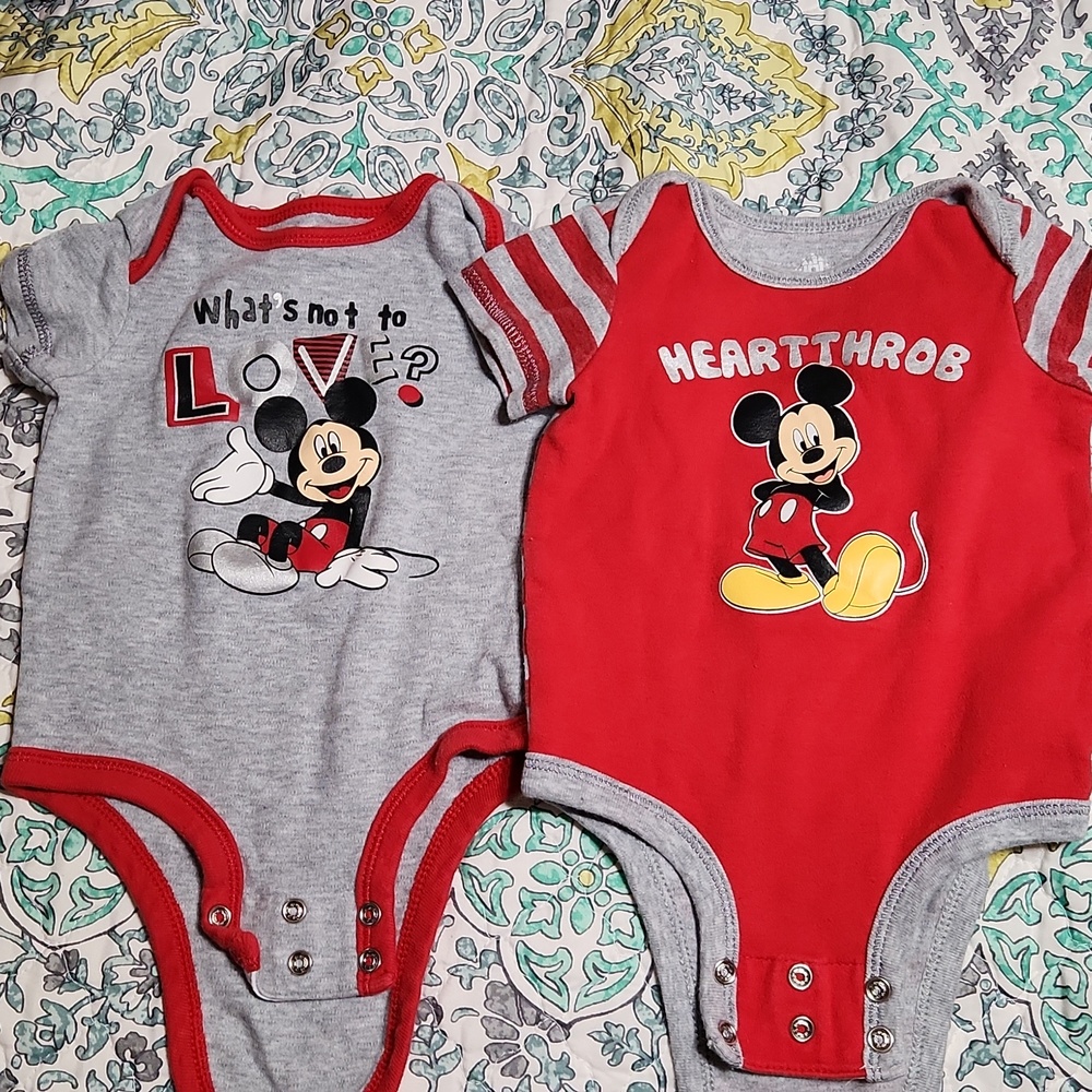 Disney Baby Valentine's Day Onesies Size 3-6 Months Gently Used